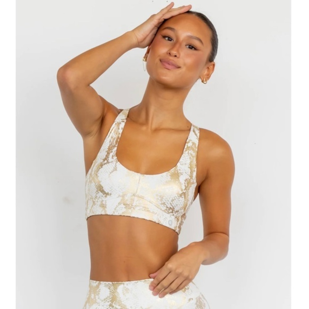 Carbon38 Metallic Snake Contour Cross-Back Bra - image 1